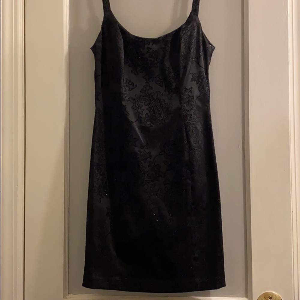 Vintage 90’s Guess Flocked Sparkle Black Dress